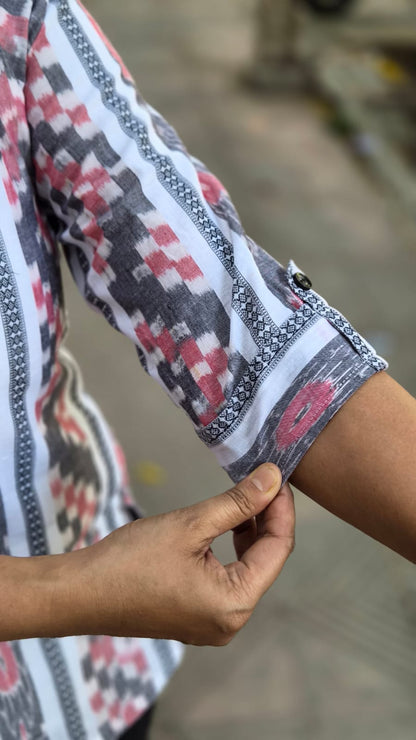 White Sambalpuri Short Top