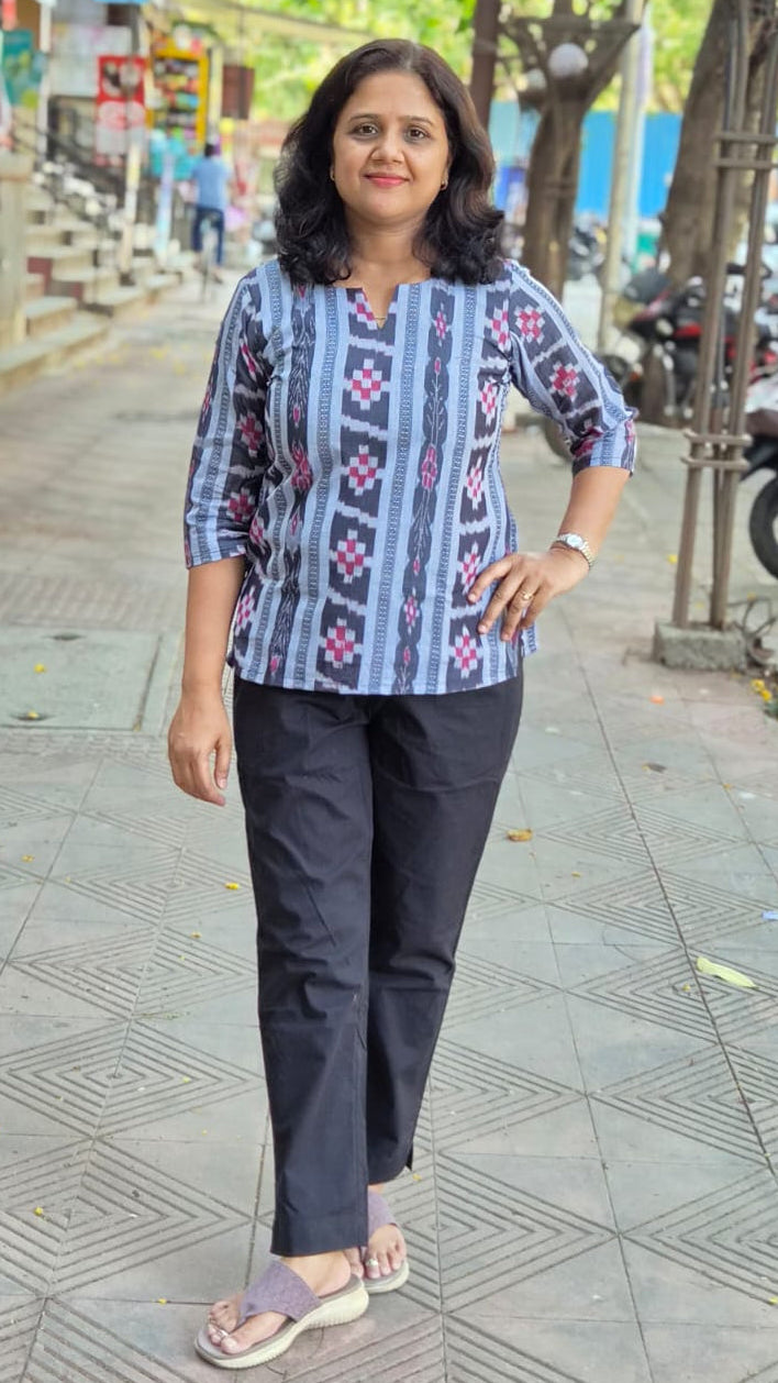 Gray Sambalpuri Short Top