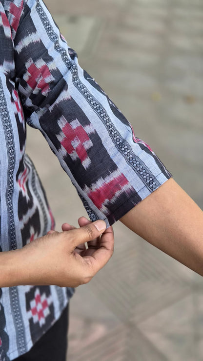 Gray Sambalpuri Short Top