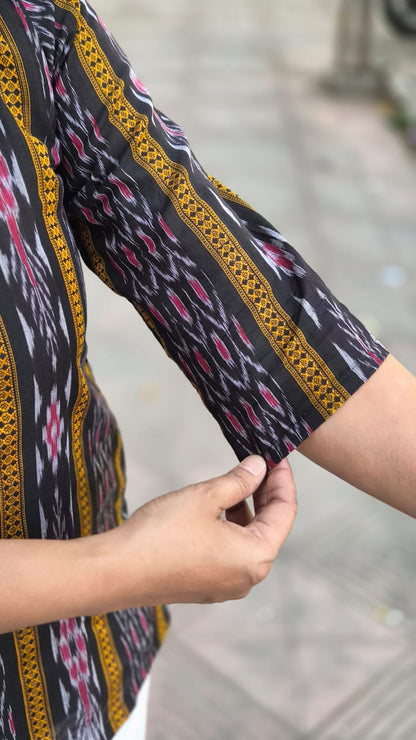 Black Sambalpuri Short Top