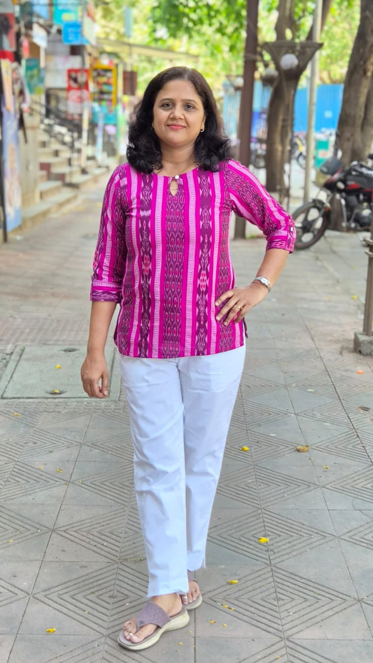 Magenta Sambalpuri Short Top
