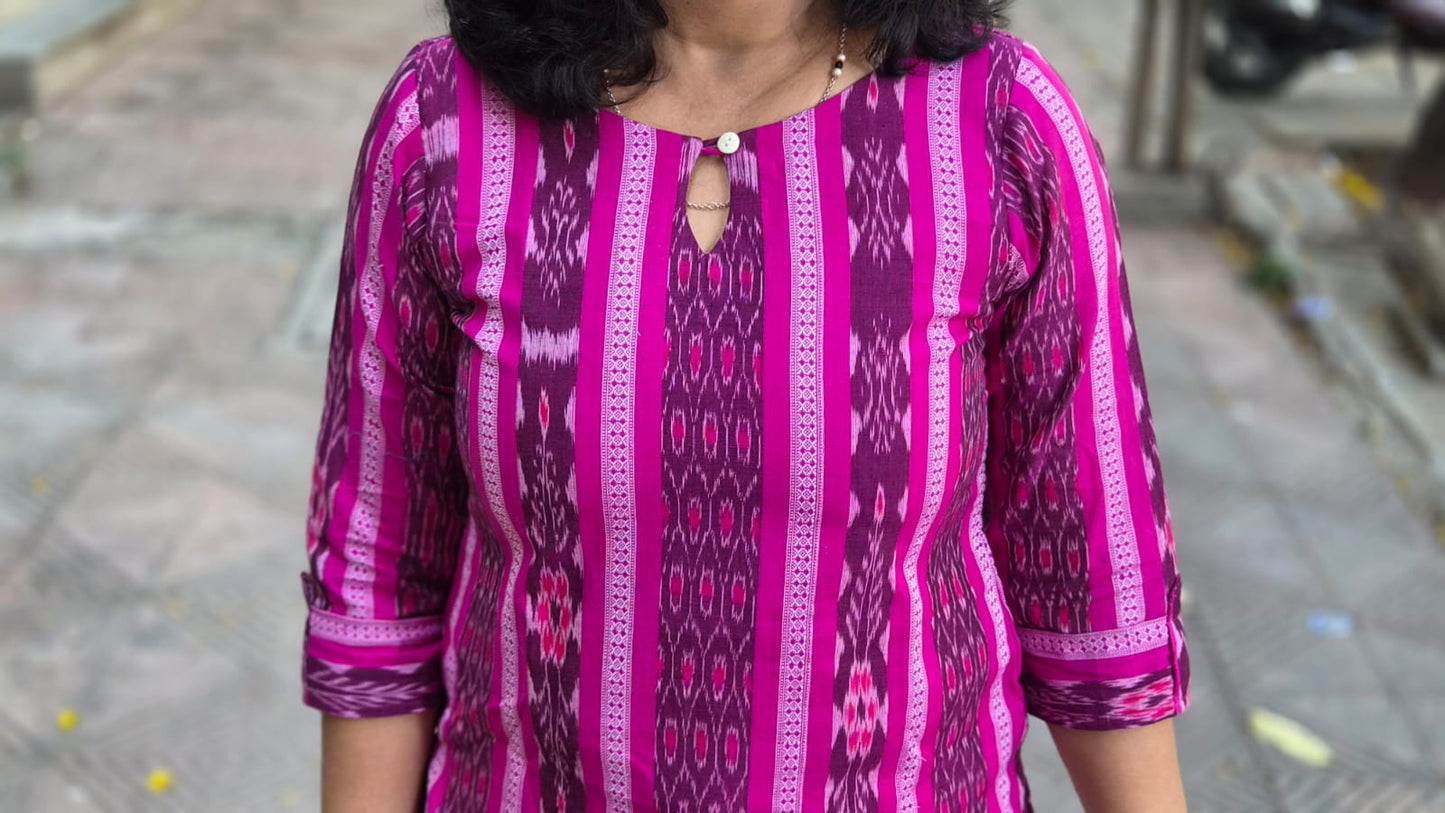 Magenta Sambalpuri Short Top