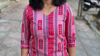 Red Sambalpuri Short Top