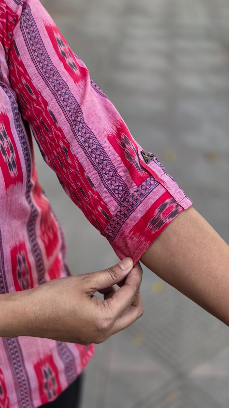 Red Sambalpuri Short Top