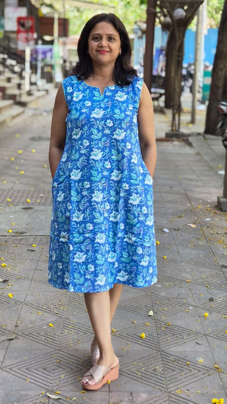 Blue Flex Cotton One Piece