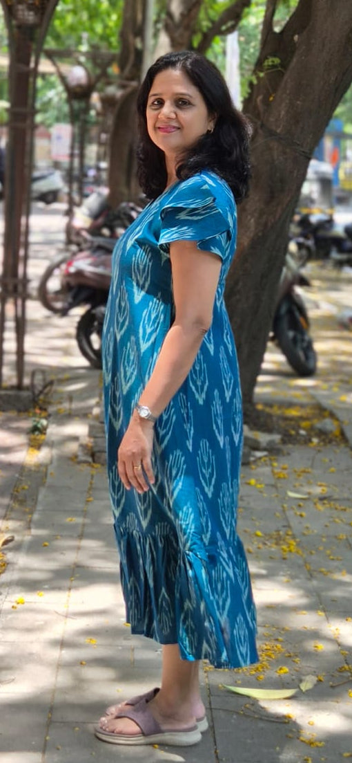 Rama Green Handloom Ikkat One Piece