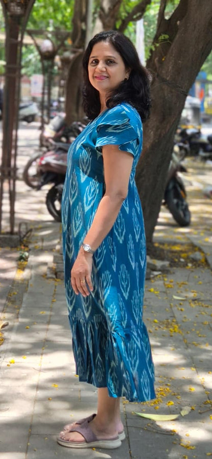 Rama Green Handloom Ikkat One Piece
