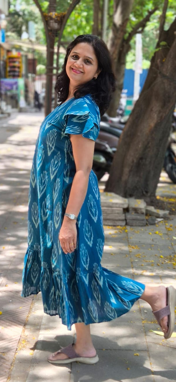 Rama Green Handloom Ikkat One Piece