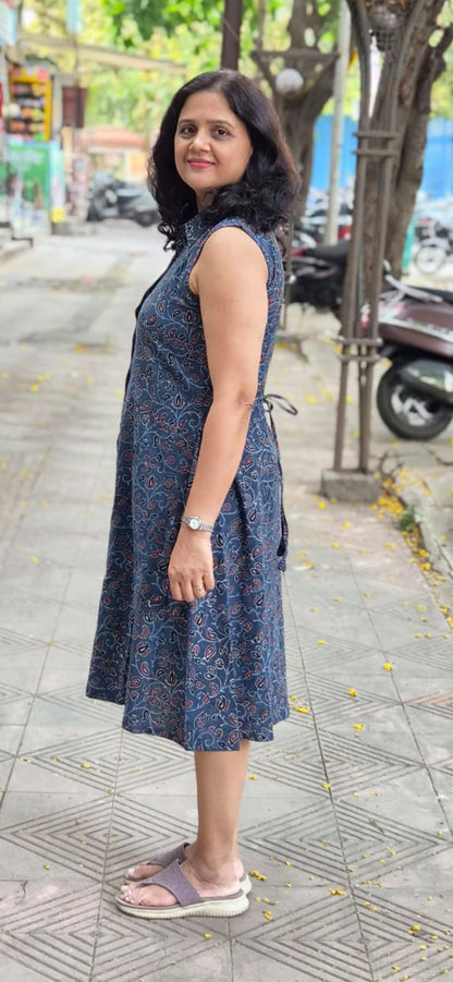 Indigo Ajrakh Cotton Knee Length One Piece