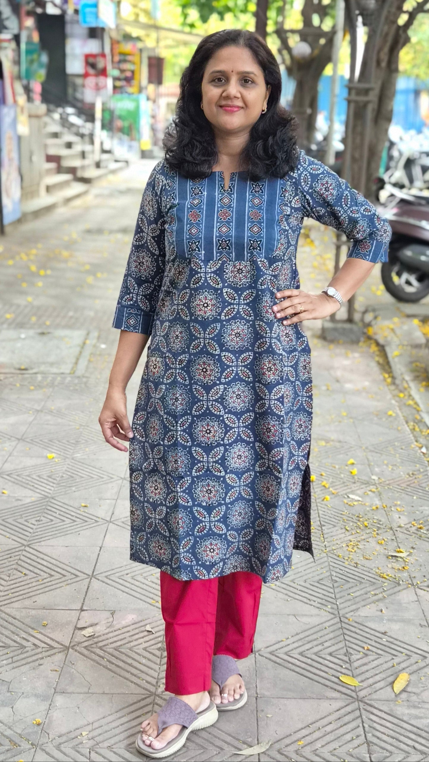 Indigo Handblock Ajrakh Cotton Kurta