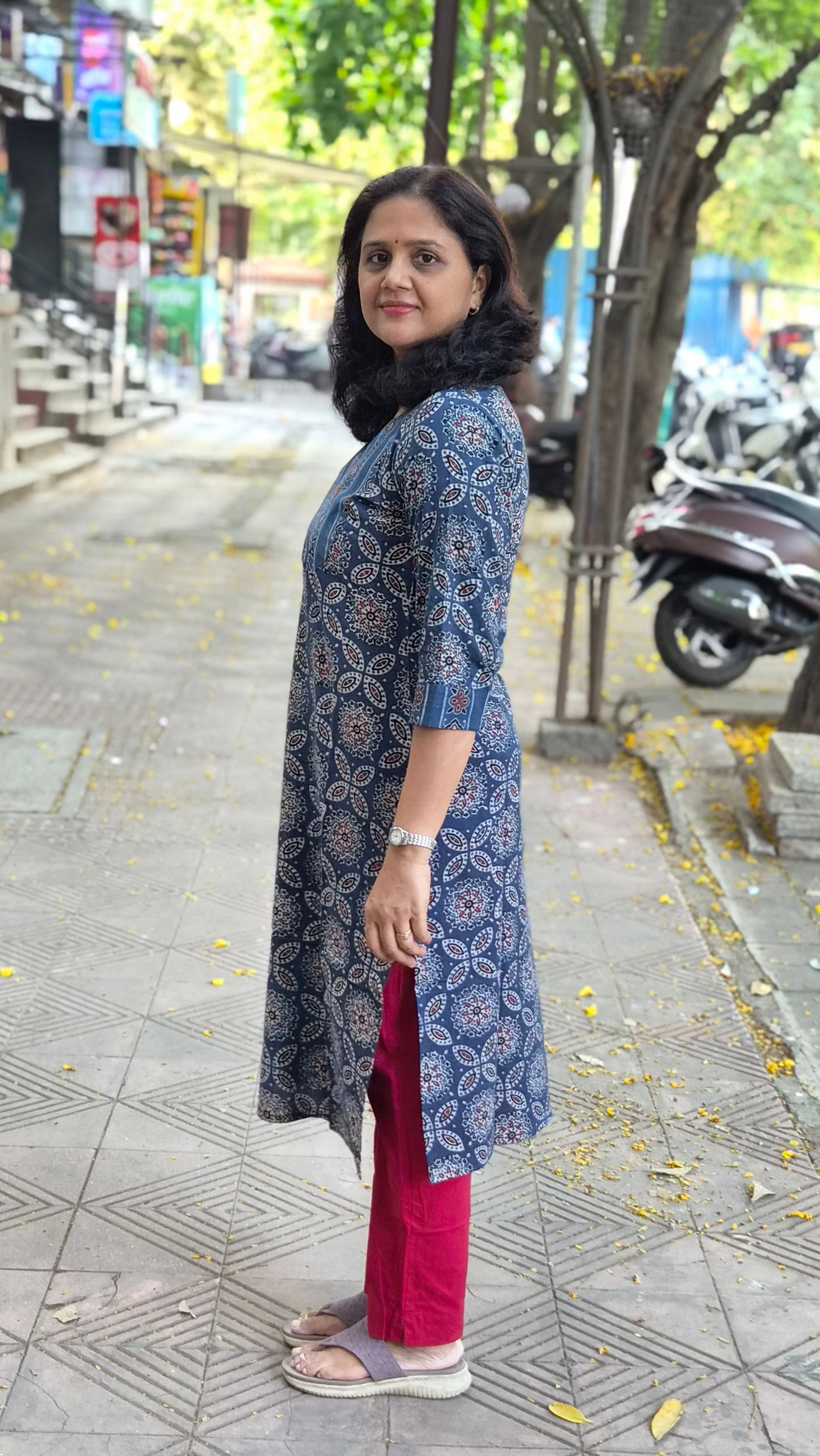 Indigo Handblock Ajrakh Cotton Kurta