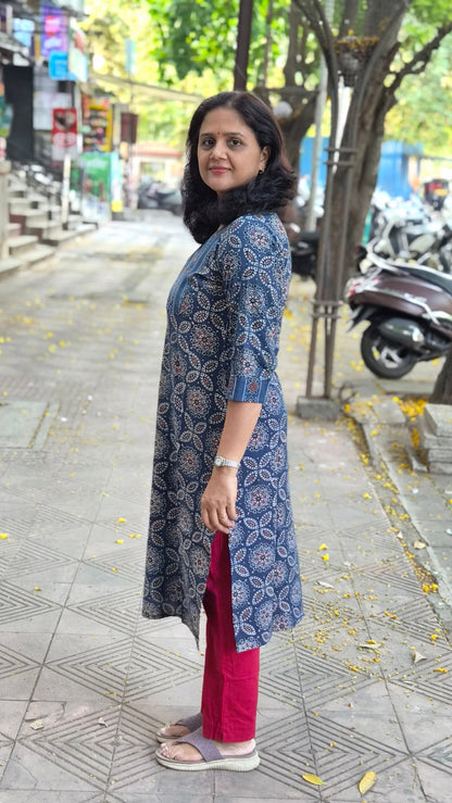 Indigo Handblock Ajrakh Cotton Kurta