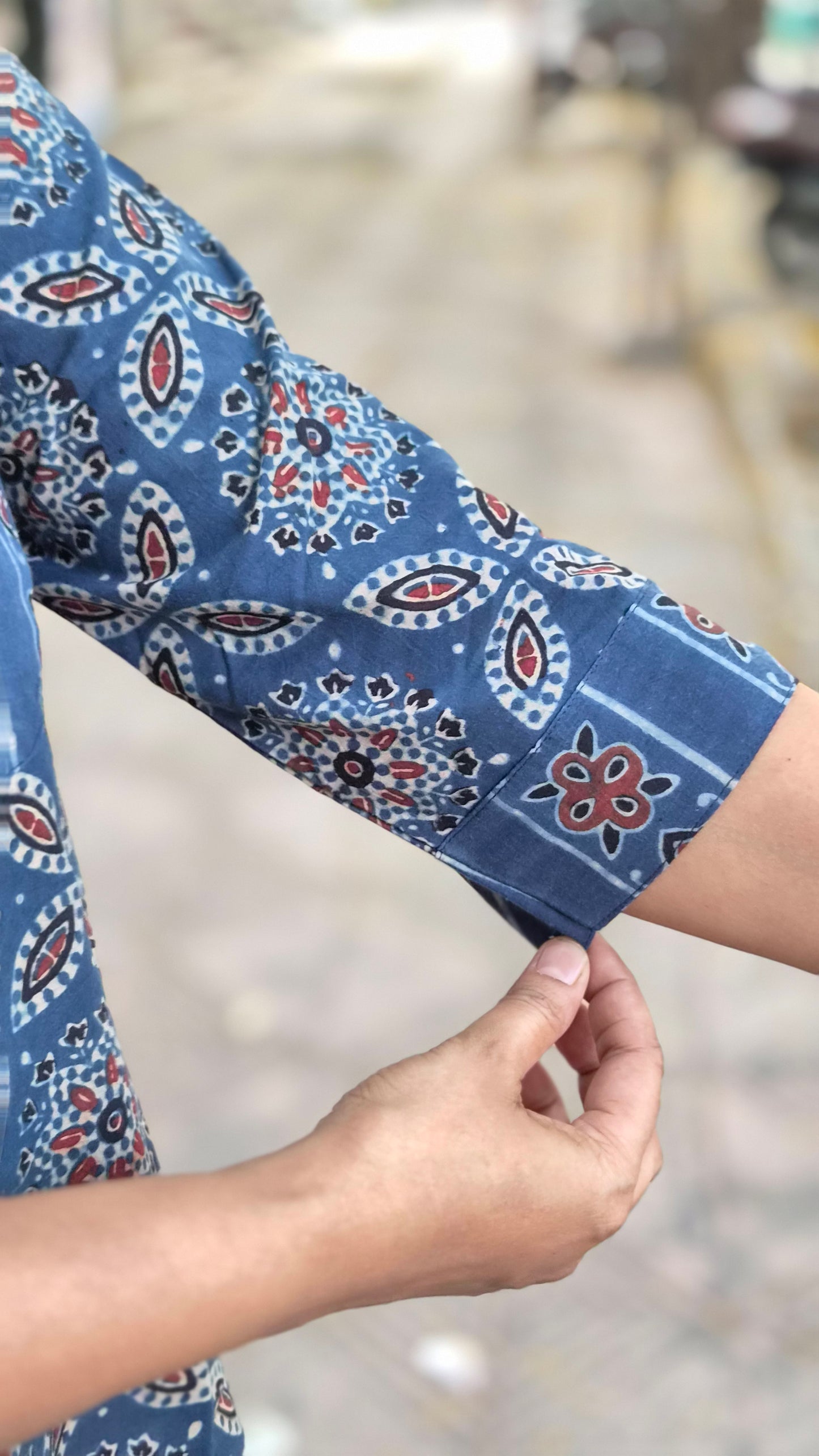 Indigo Handblock Ajrakh Cotton Kurta