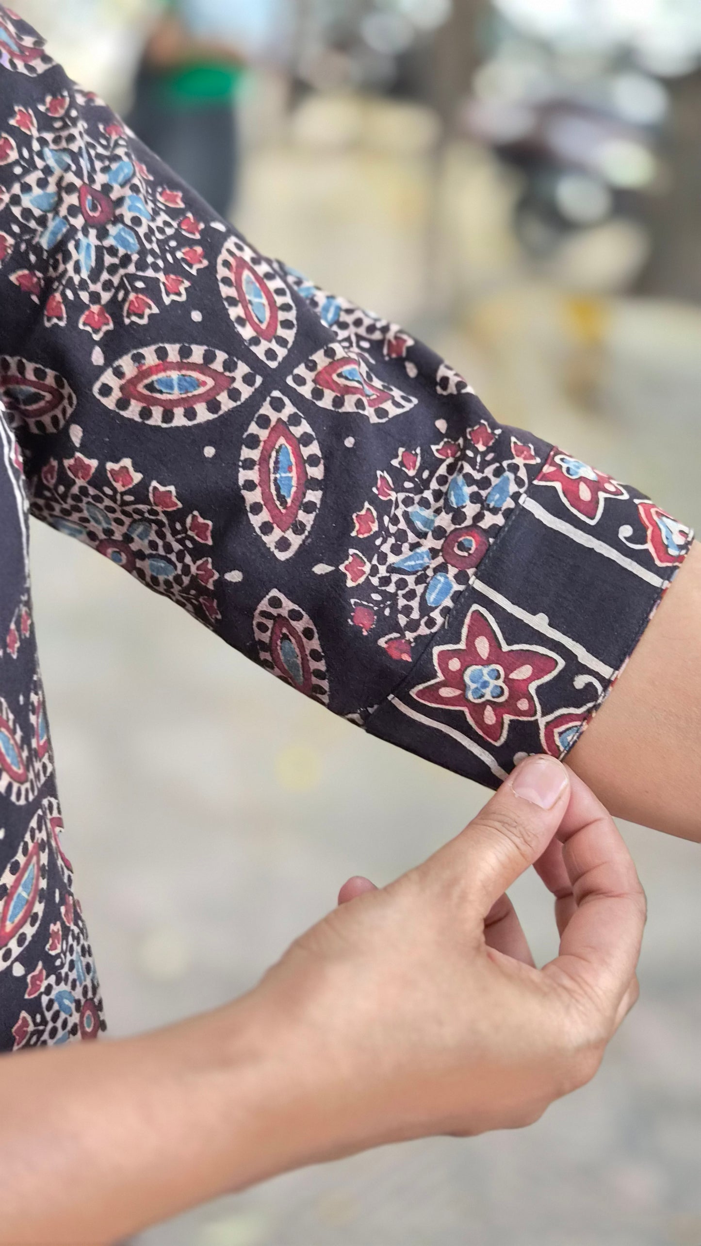 Black Handblock Ajrakh Cotton Kurta