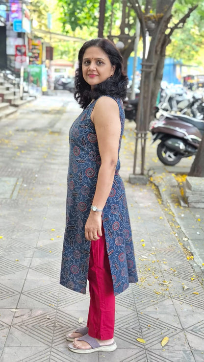 Indigo Handblock Ajrakh Cotton Kurta