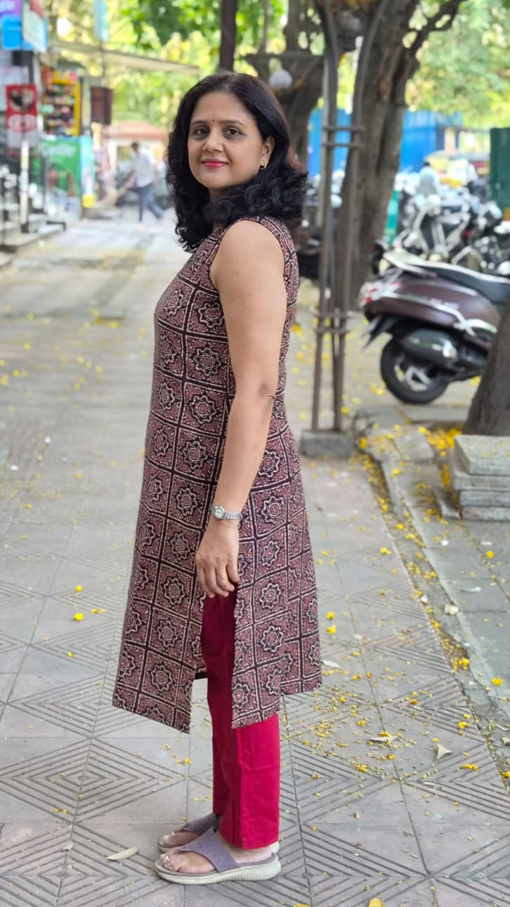 Black Handblock Ajrakh Cotton Kurta