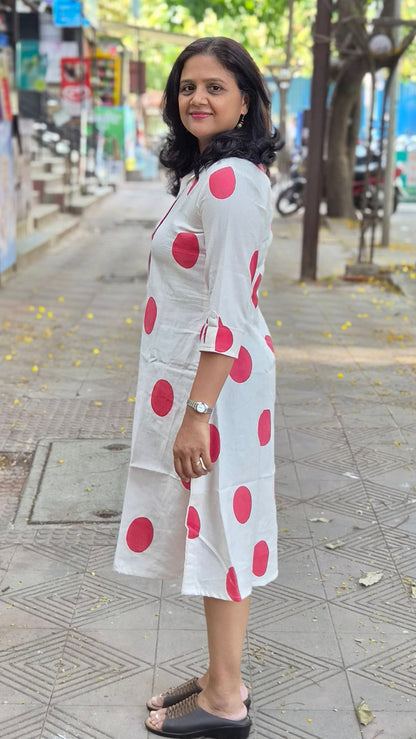 Off White Flex Cotton Knee Length One Piece