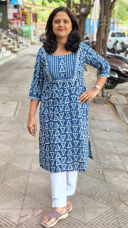 Indigo Dabu Block Printed Kurta