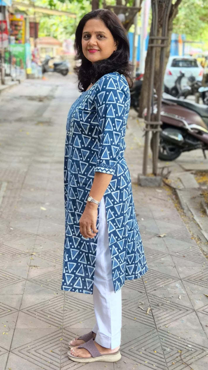 Indigo Dabu Block Printed Kurta