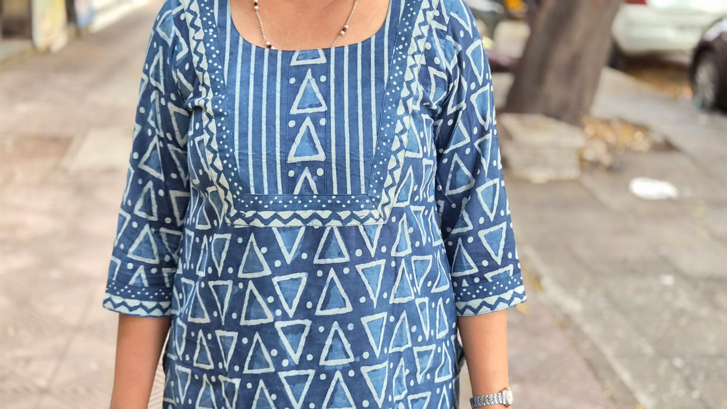 Indigo Dabu Block Printed Kurta