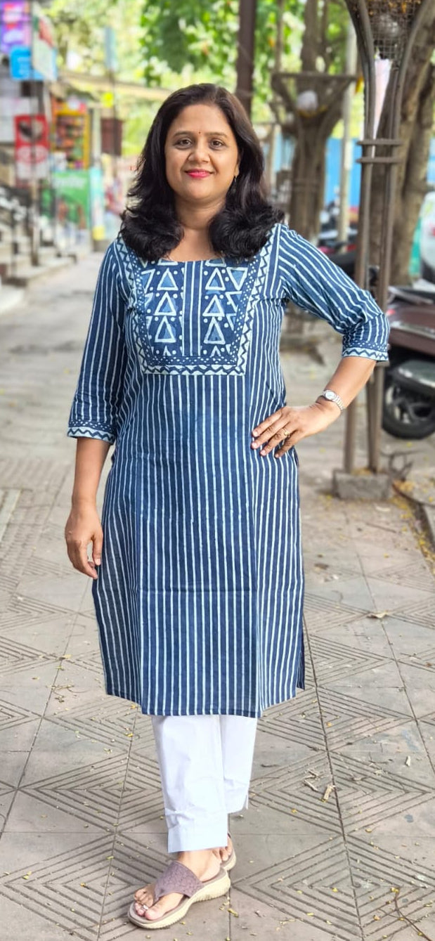 Indigo Dabu Block Printed Kurta