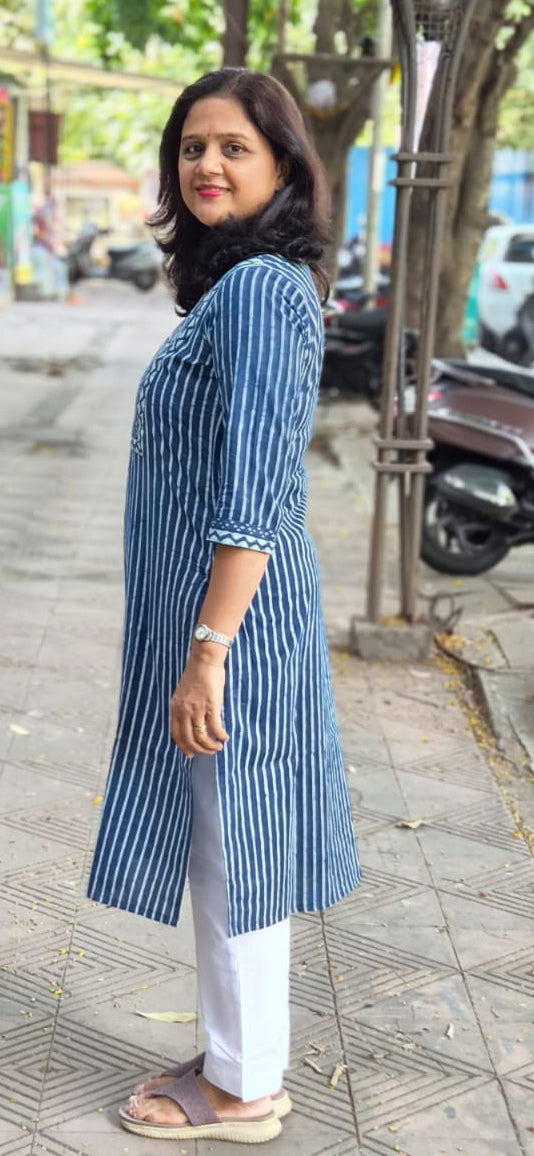 Indigo Dabu Block Printed Kurta