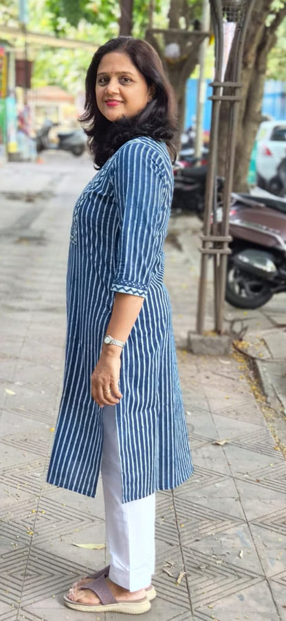 Indigo Dabu Block Printed Kurta