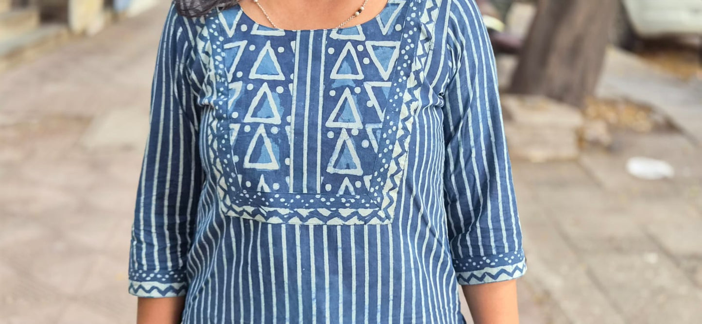Indigo Dabu Block Printed Kurta