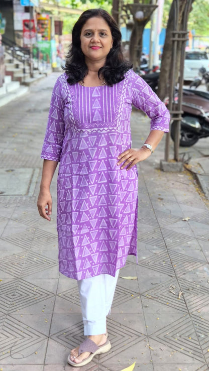 Purple Dabu Block Printed Kurta