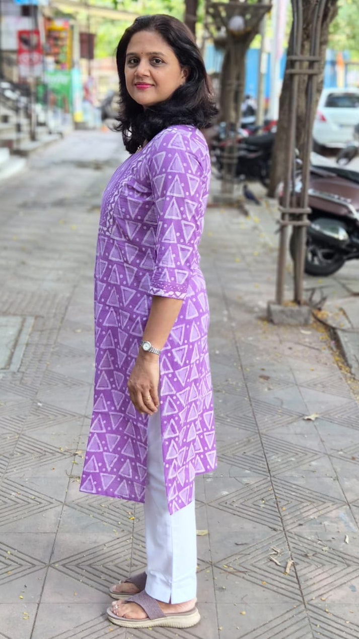 Purple Dabu Block Printed Kurta