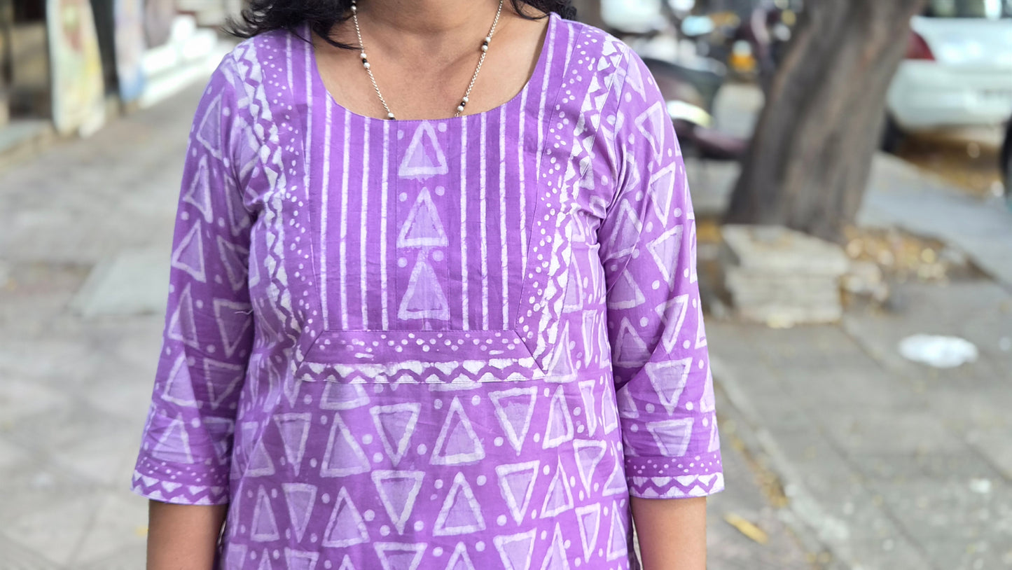 Purple Dabu Block Printed Kurta