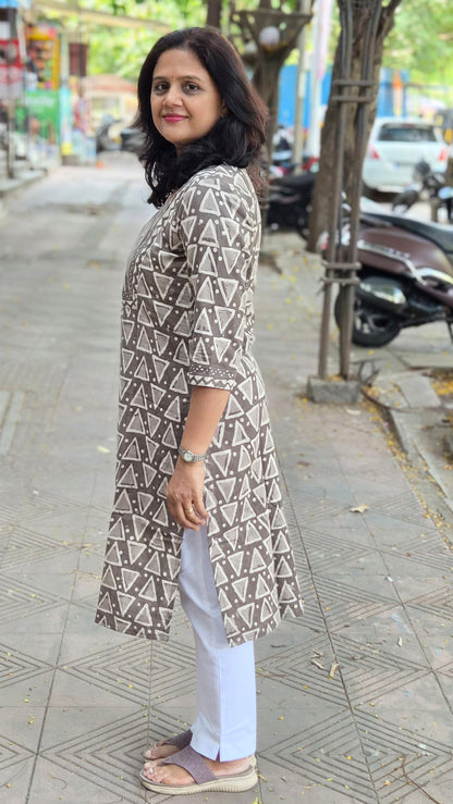 Clay Dabu Block Printed Kurta