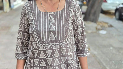 Clay Dabu Block Printed Kurta