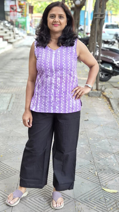 Black Cotton Wide Leg Pant