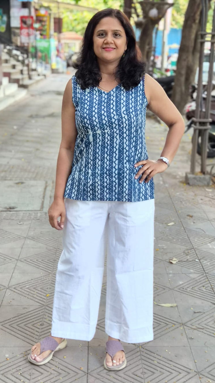 White Cotton Wide Leg Pant