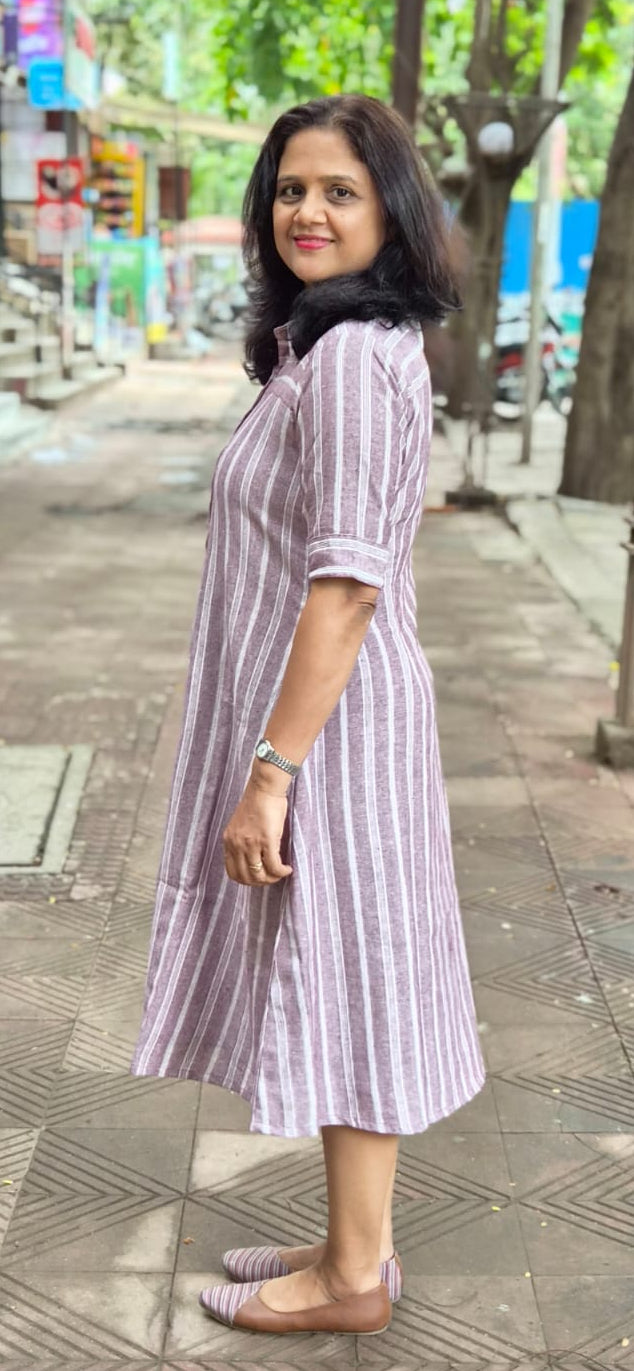 Anjiri Cotton Slub Knee Length One Piece