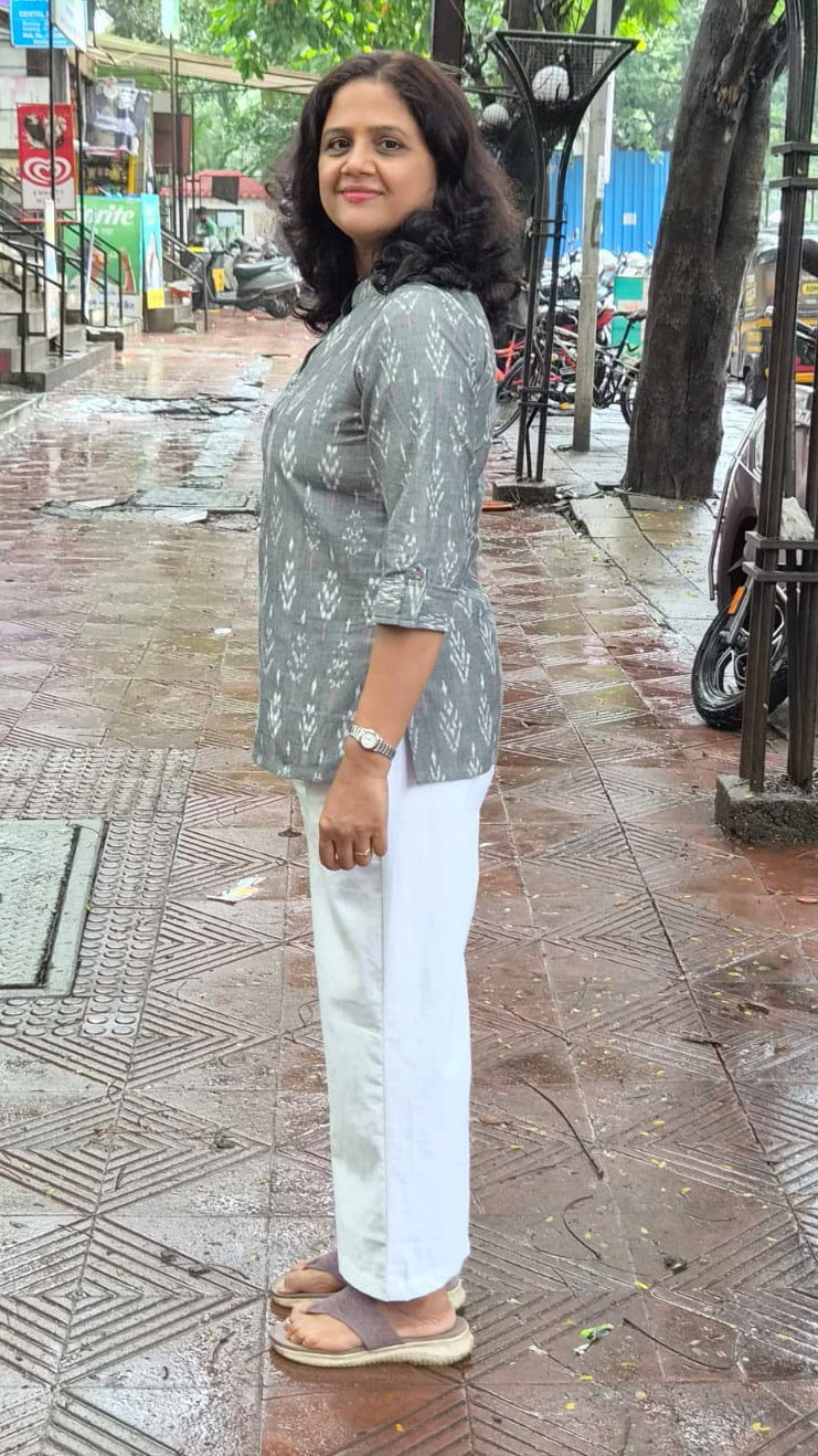 Gray Cotton Ikkat Short Top