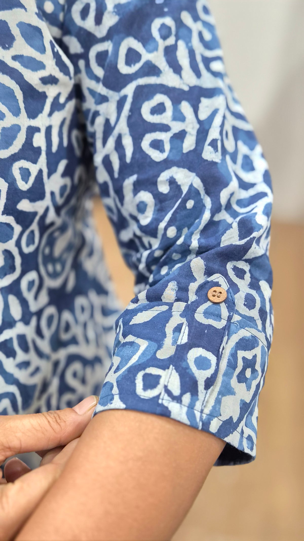 Indigo Block Printed Short Kurta