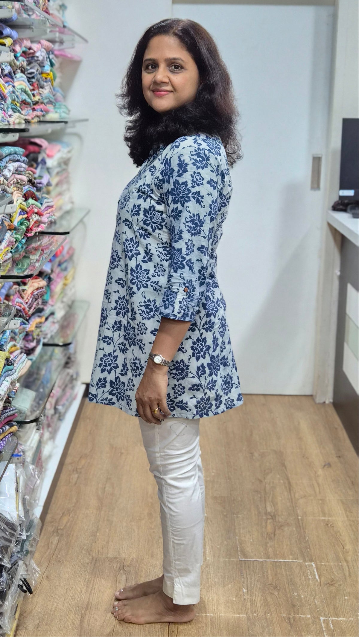 Indigo Block Printed Short Kurta