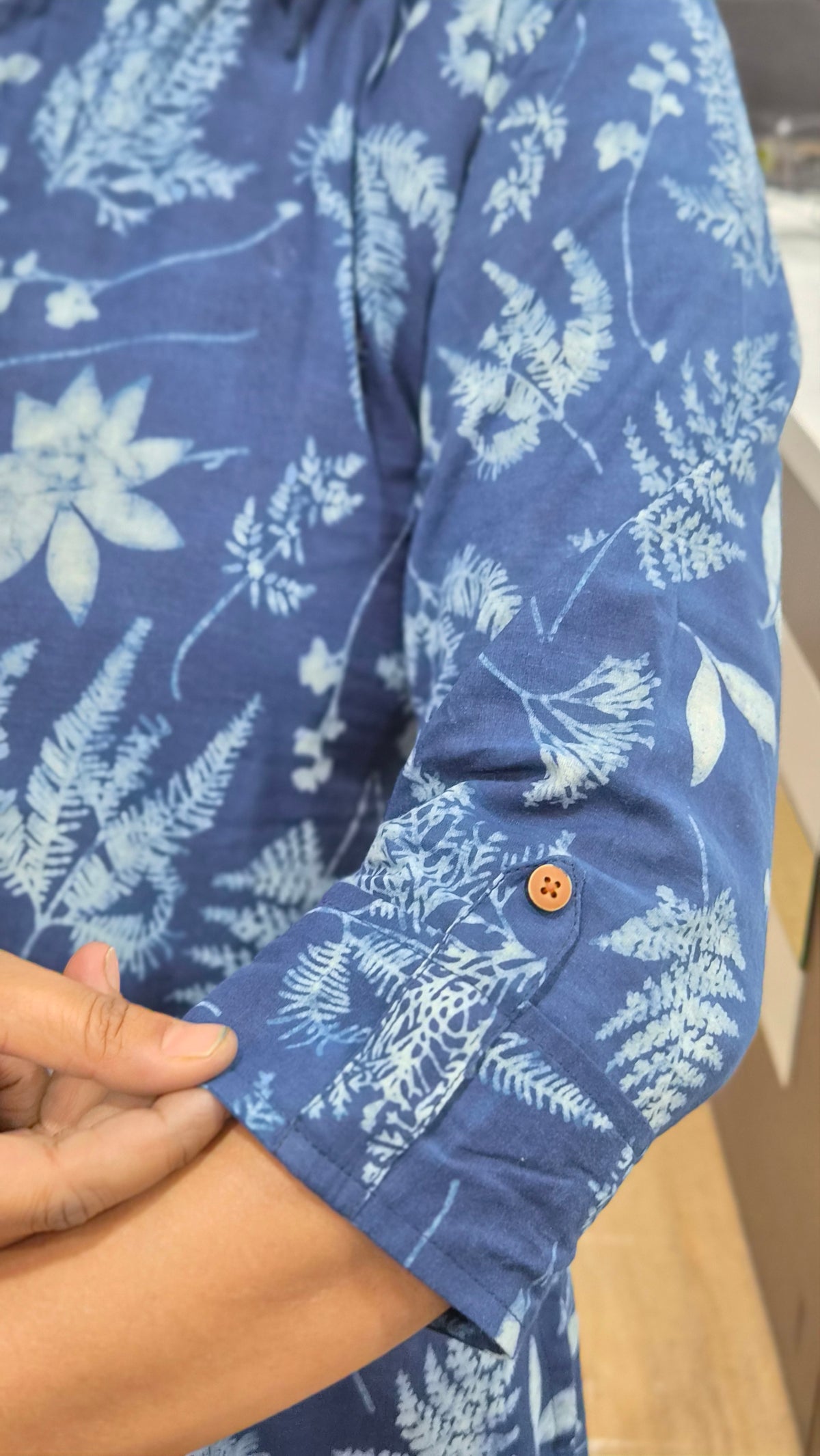Indigo Block Printed Short Kurta