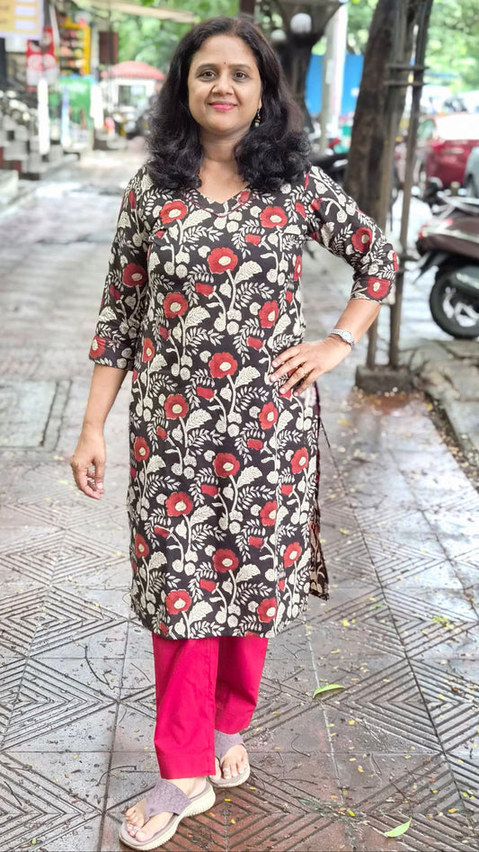 Black Block Printed Kurta