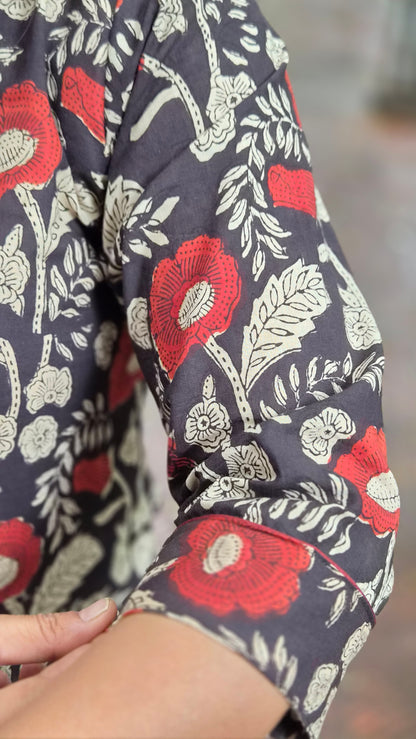 Black Block Printed Kurta