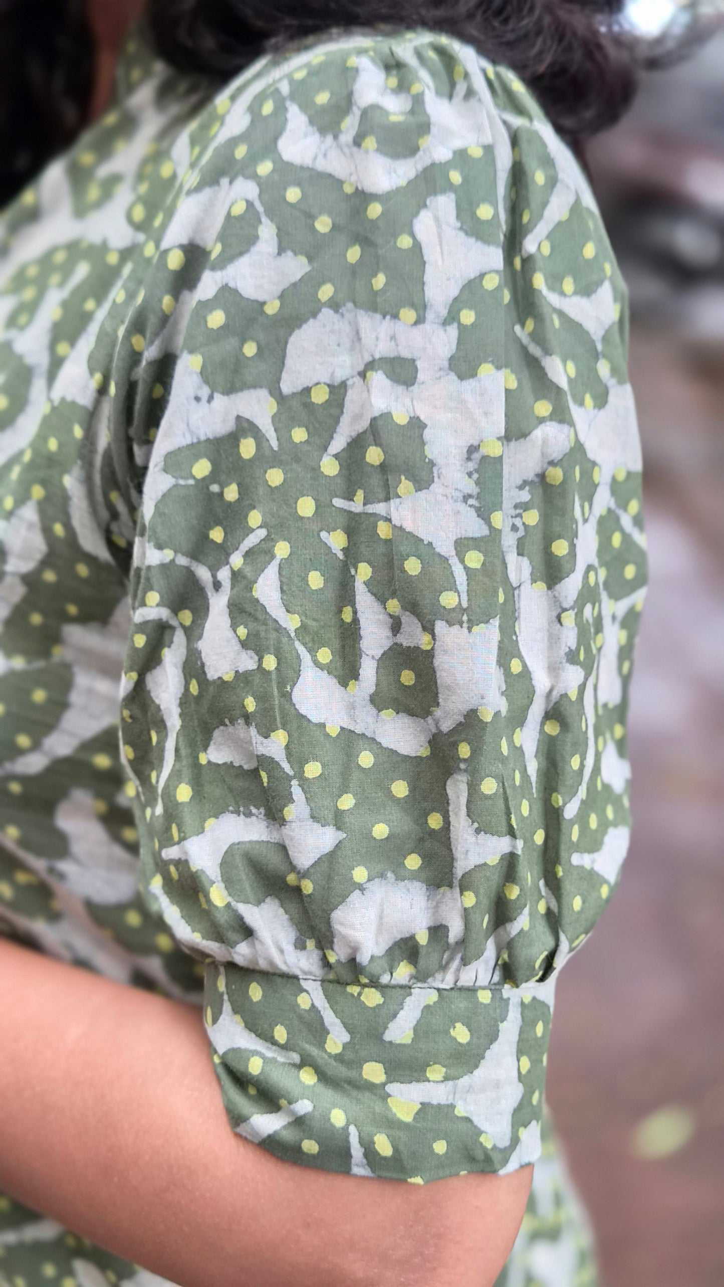 Green Block Printed Cotton Kurta