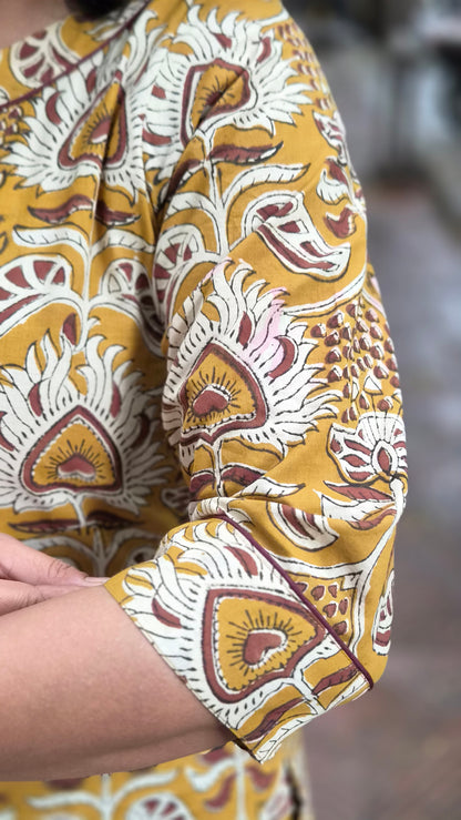 Mastered Yellow Block Printed Kurta