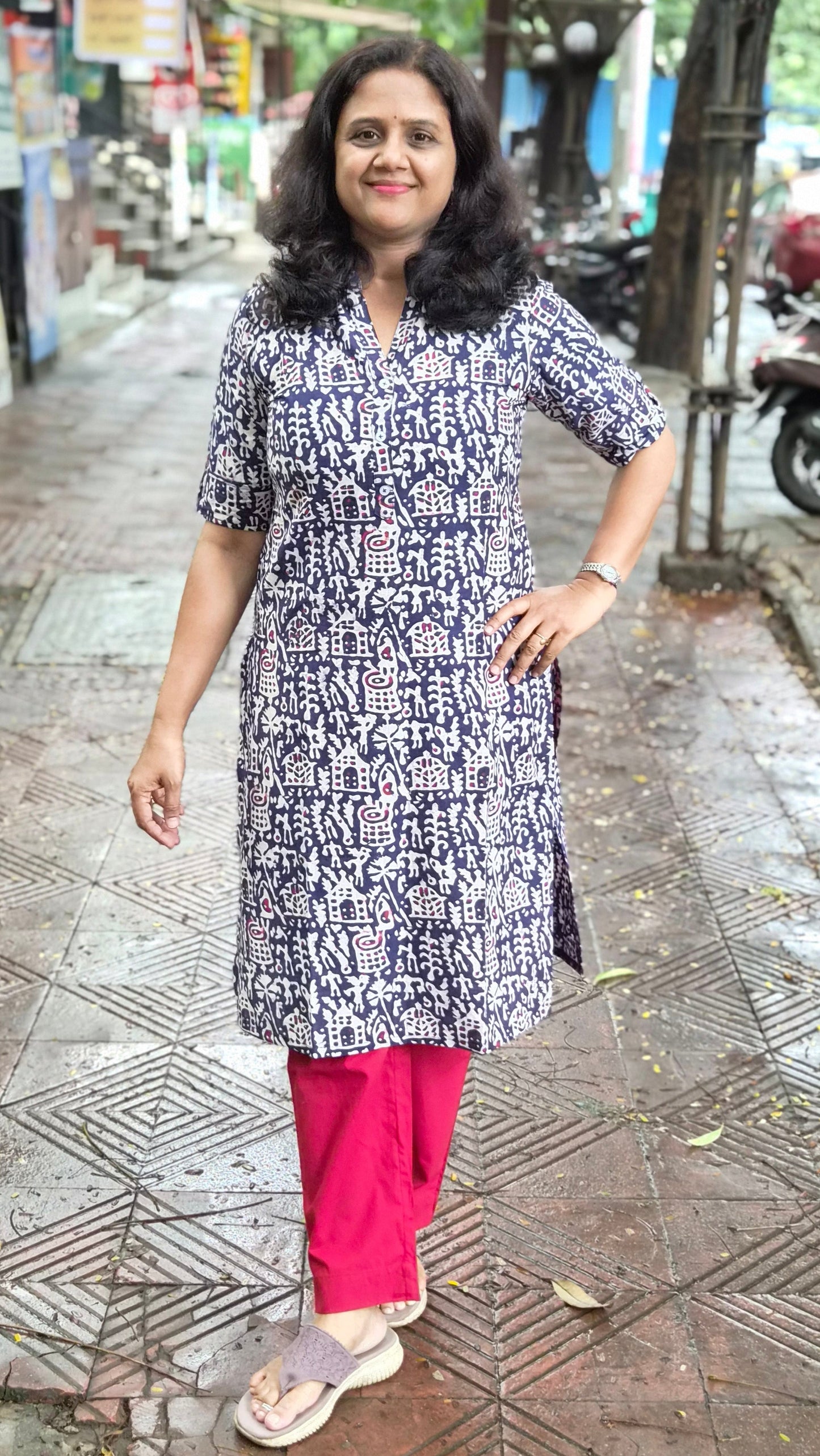 Indigo Block Printed Cotton Kurta