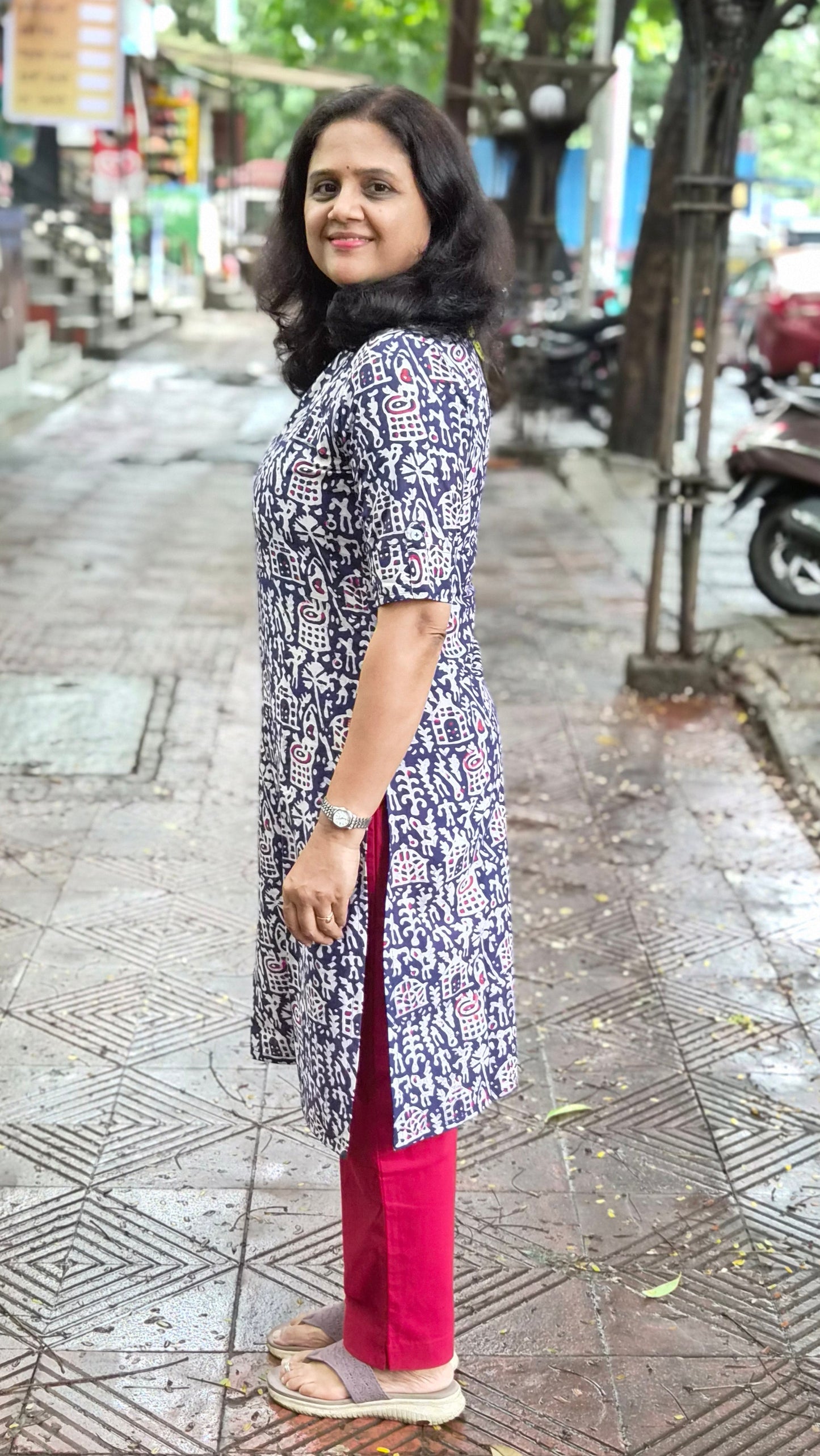 Indigo Block Printed Cotton Kurta