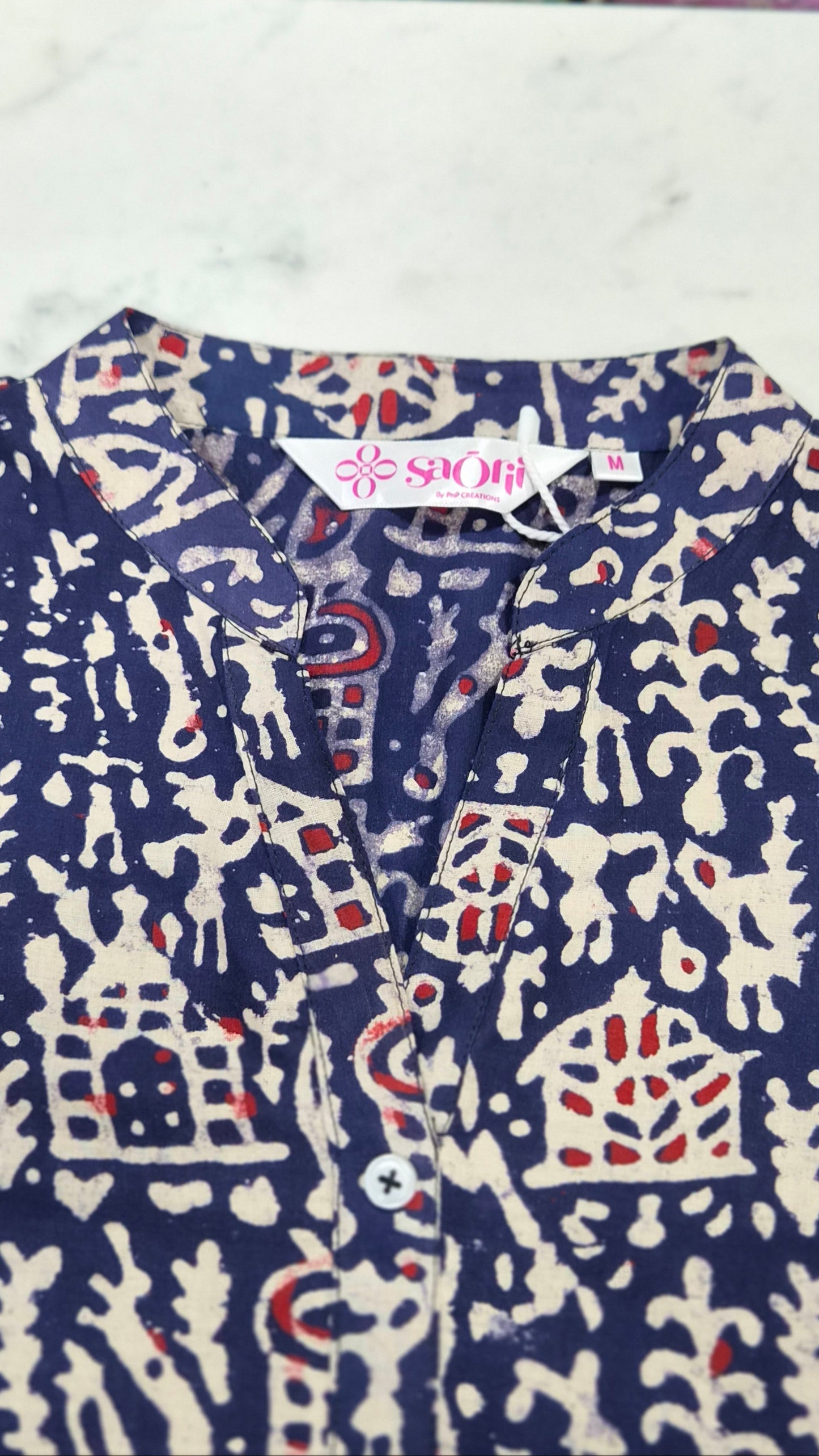 Indigo Block Printed Cotton Kurta