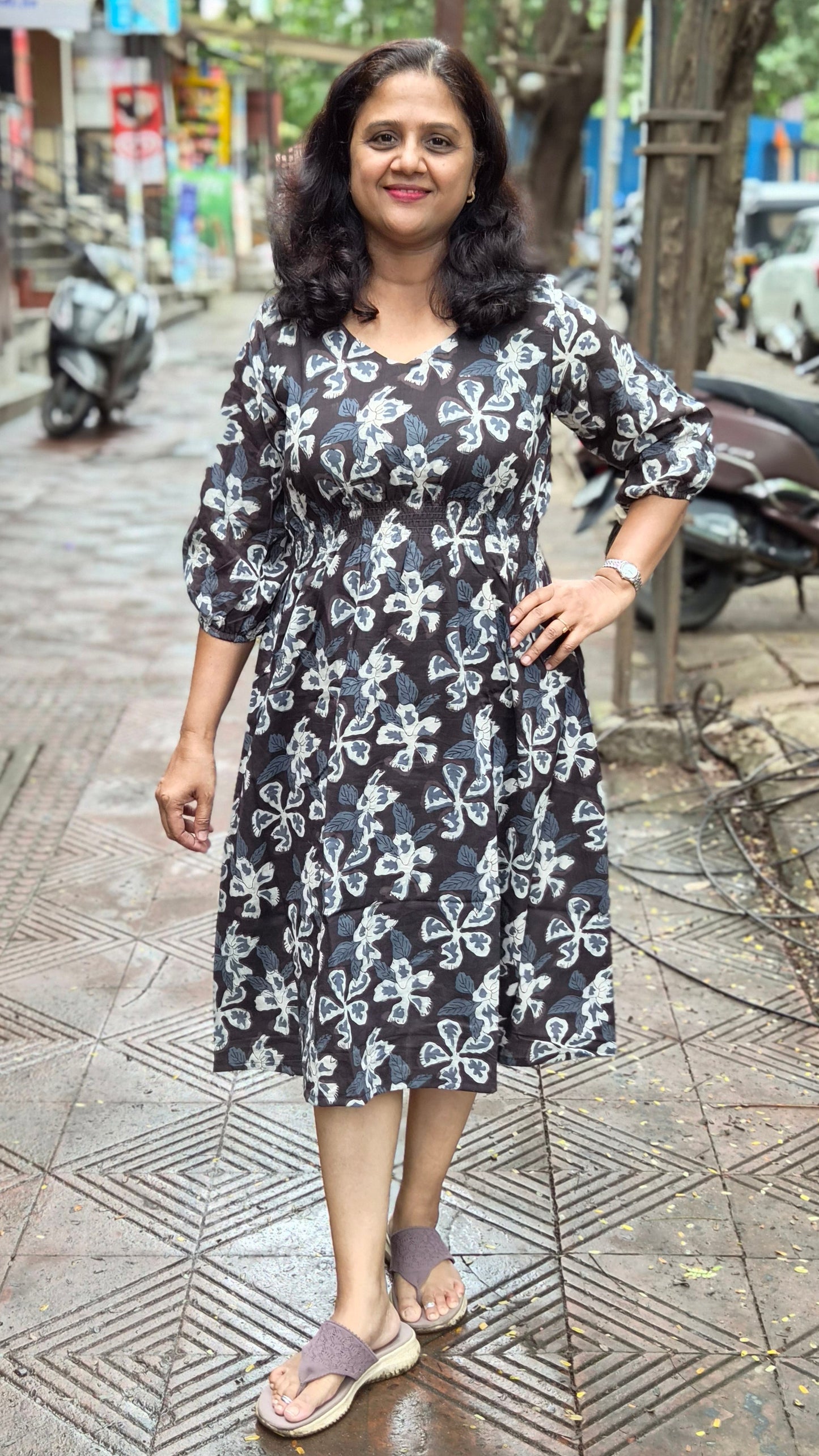 Black Block Printed One Piece