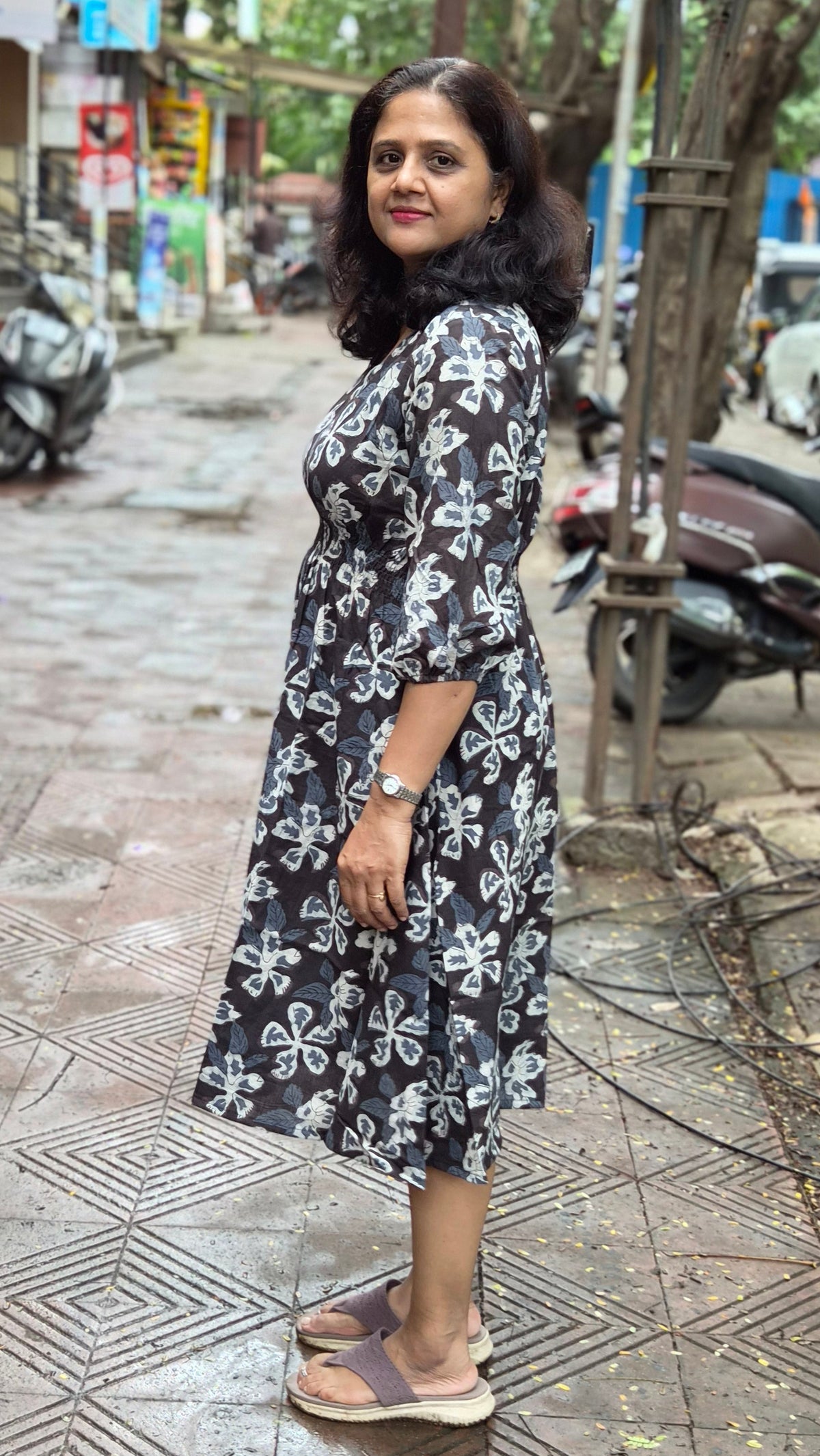 Black Block Printed One Piece