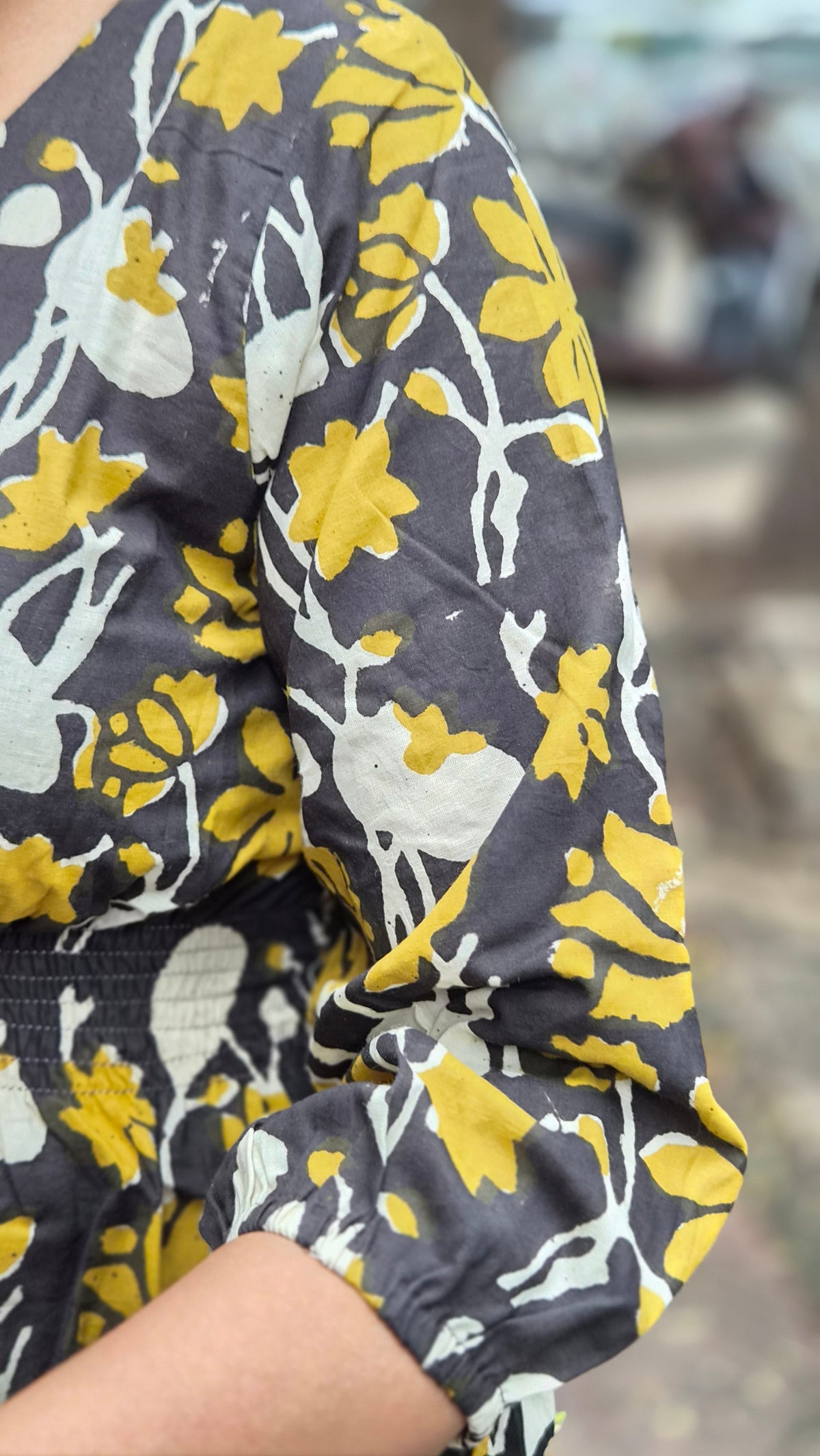 Mustard Yellow Block Printed One Piece